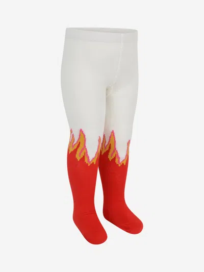 Stella Mccartney Babies' Girls Ivory & Flame Tights Size Eu 23 - Uk 6 In Red