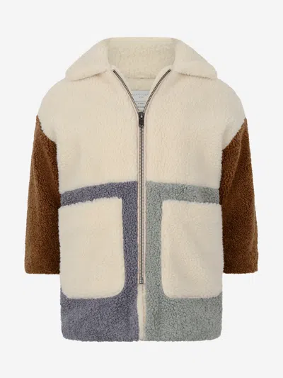 Stella Mccartney Kids'  Girls Ivory Patchwork Coat 12 Yrs In White