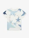 Stella Mccartney T-shirt Stars Bianca In Jersey Di Cotone Bambina In Ivory/colourful