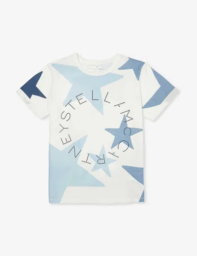 Stella Mccartney Kids'  T-shirt Stars Bianca In Jersey Di Cotone Bambina In Bianco