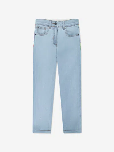 Stella Mccartney Kids' Girls Logo Jeans In Blue