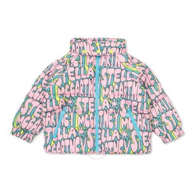 Stella Mccartney Girls Logo Puffer Jacket In Multicoloured