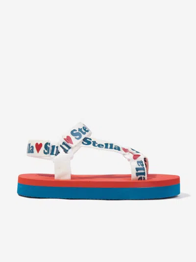 Stella Mccartney Girls Logo Tape Sandals In Multicoloured