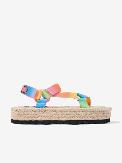 Stella Mccartney Girls Logo Tape Sandals In Multi
