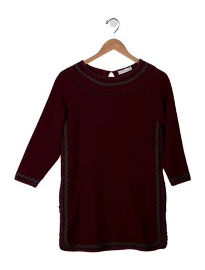 Pre-owned Stella Mccartney Kids' Girls Long Sleeve Dress In Burgundy