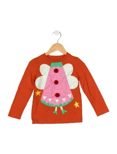 Pre-owned Stella Mccartney Babies' Girls' Long Sleeve Shirt With Pom Pom Embellishments In Red