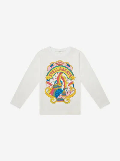 Stella Mccartney Babies'  Girls Long Sleeve Stellabrate T-shirt In White