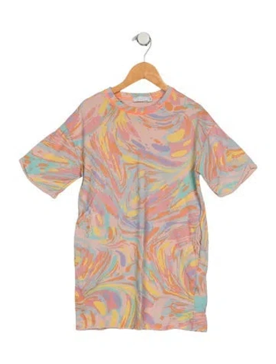 Pre-owned Stella Mccartney Kids' Girls Pattern Printed Crewneck Dress In Pink
