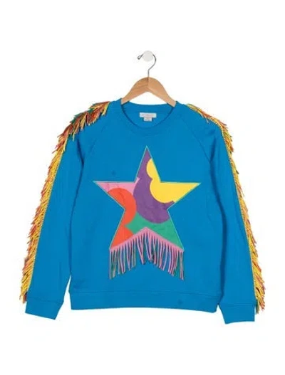 Pre-owned Stella Mccartney Kids' Girls Pattern Printed Fringe Accented Sweatshirt In Black