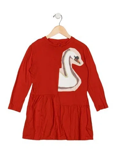 Pre-owned Stella Mccartney Kids' Girls Pleated Pattern Printed Dress In Red