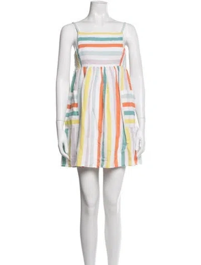 Pre-owned Stella Mccartney Kids' Girls Pleated Pattern Printed Dress In White
