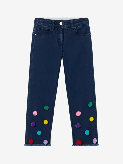 Stella Mccartney Kids'  Girls Pom Pom Jeans In Blue