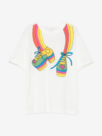 Stella Mccartney Babies'  Girls Rainbow Shoes T-shirt In White