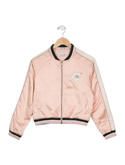 Pre-owned Stella Mccartney Kids' Girls' Ribbed Jacket In Pink/white
