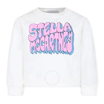 Stella Mccartney Girls Round Neck Cotton Sweatshirt In White