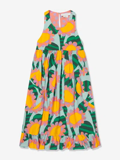 Stella Mccartney Kids' Graphic Flower Sleeveless Dress In Blue