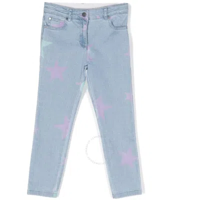 Stella Mccartney Girls Star-print Cotton Jeans In Blue