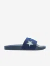 Stella Mccartney Embroidered Denim Slides In Multi