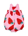Stella Mccartney Pink Romper For Baby Girl With Strawberries In Pink