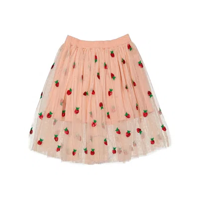 Stella Mccartney Kids'  Girls Strawberry Sequins Tulle Skirt In Orange