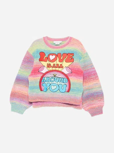 Stella Mccartney Babies'  Girls Striped Love Jumper In Multi