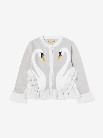 Stella Mccartney Babies'  Girls Swan Cardigan In Gray