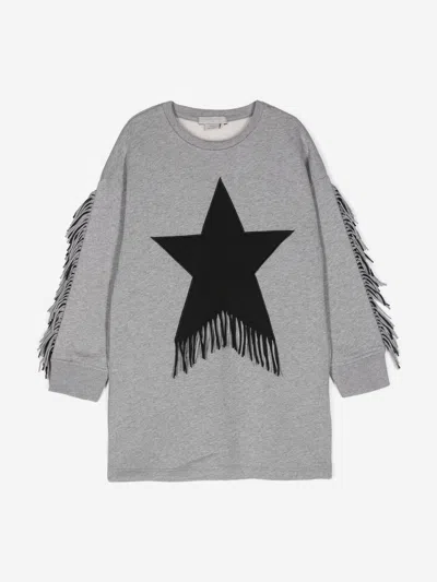 Stella Mccartney Babies'  Girls Tassel Star Sweater Dress In Grey