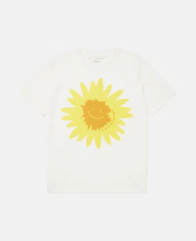 Stella Mccartney Girls White T Shirt With Sunflower Logo Print