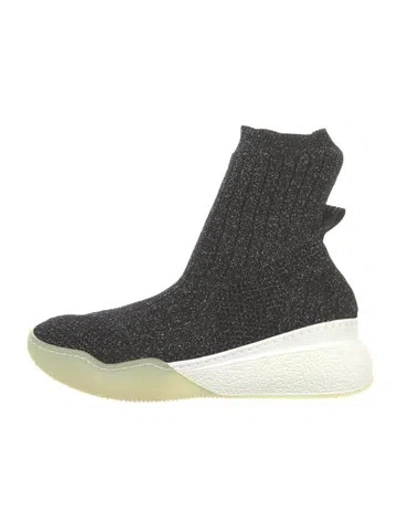 Pre-owned Stella Mccartney Glitter Accents Sock Sneakers In Black