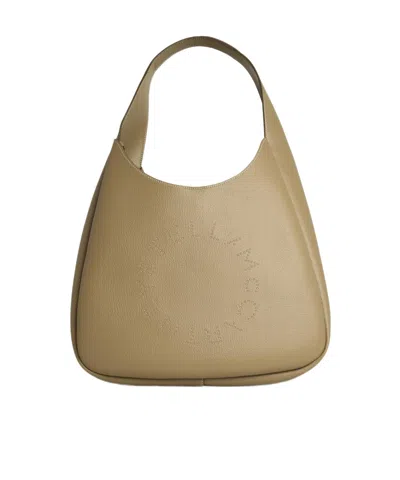 Stella Mccartney Glitter Logo Top Handle Bag In Nude