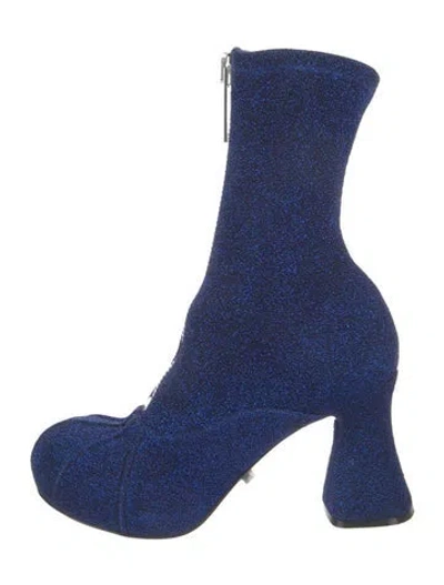 Pre-owned Stella Mccartney Glitter Sock Boots In Blue