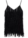 Stella Mccartney Sleeveless Glitter Tassel V-neck Top In Black
