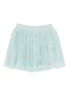 Stella Mccartney Glitter-waist Heart-embroidered Tulle Skirt In Blue