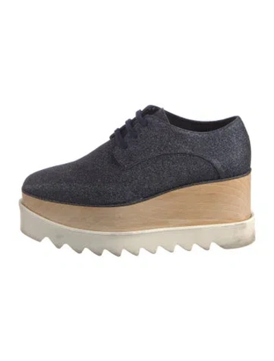 Pre-owned Stella Mccartney Glitter Wedge Sneakers In Blue