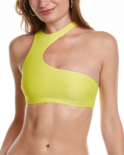 Stella Mccartney Glittered Asymmetric Bikini Top In Green