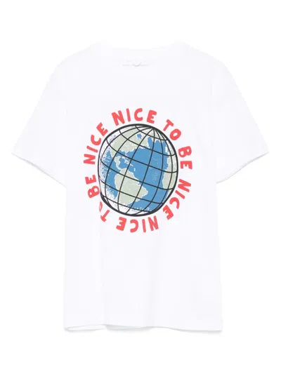 Stella Mccartney Kids' Globe-print Cotton T-shirt In White