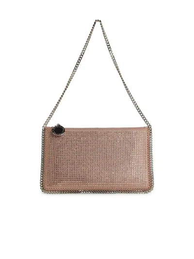 Stella Mccartney Glossy Grain Vegan Fabric Clutch Bag In Pink