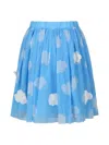 Stella Mccartney Light Blue Skirt For Girl With Clouds In Light Blue