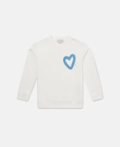 Stella Mccartney Heart Print Cotton Crewneck Sweatshirt In Off-white