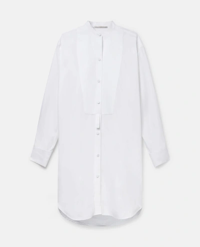 Stella Mccartney Grandfather Collar Cotton Midi Dress In Pure White