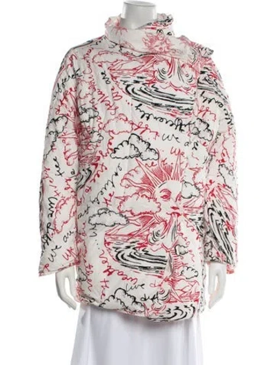 Pre-owned Stella Mccartney Graphic Print Coat In White