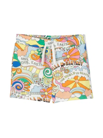 Stella Mccartney Kids' Graphic-print Cotton Shorts In Mc