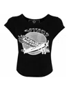 Stella Mccartney Black Graphic-print Cotton T-shirt In Black