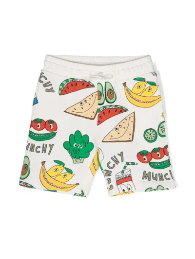 Stella Mccartney Kids' Graphic-print Cotton Track Shorts In White