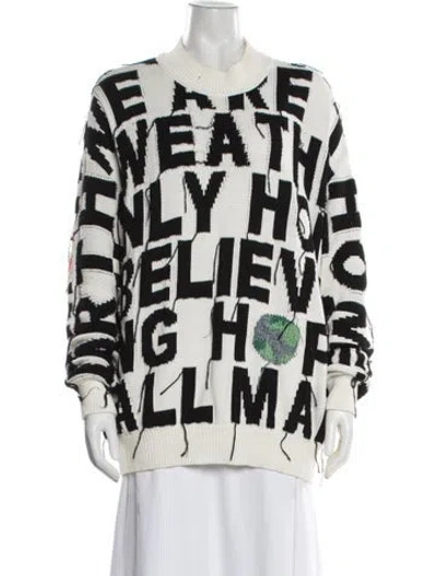 Pre-owned Stella Mccartney Graphic Print Crew Neck Sweater In White