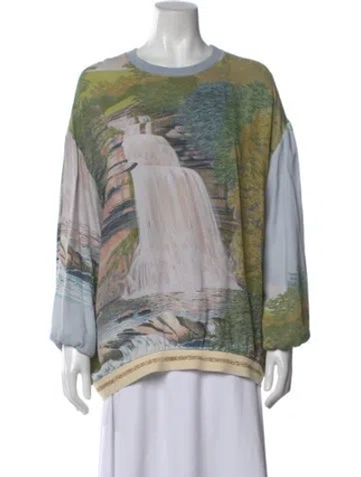 Pre-owned Stella Mccartney Graphic Print Crew Neck Top In Blue