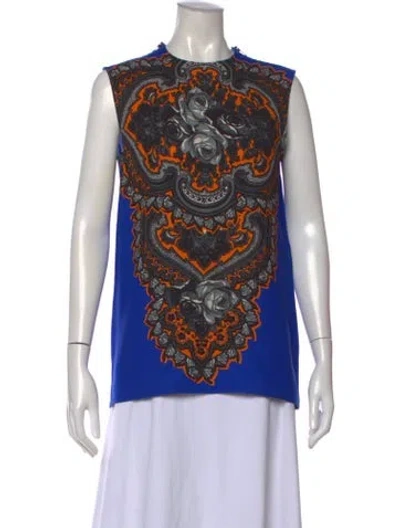 Pre-owned Stella Mccartney Graphic Print Crew Neck Top In Blue