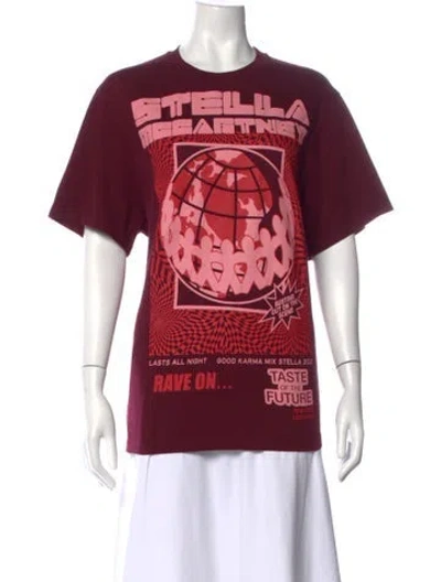 Pre-owned Stella Mccartney Graphic Print Crew Neck T-shirt In Burgundy