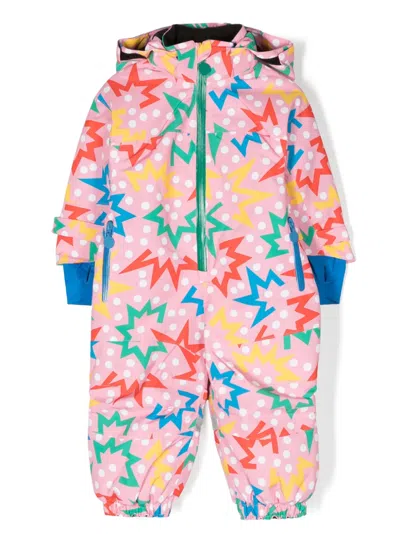 Stella Mccartney Babies' Graphic-print Hooded Snowsuit In Pink
