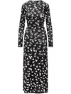 Stella Mccartney Black Dove Print Mesh Long Sleeve Maxi Dress In Schwarz